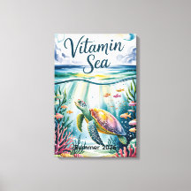 Vitamin Sea Watercolor Sea Turtle Underwater Coral