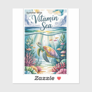 Vitamin Sea Watercolor Sea Turtle Underwater Coral Sticker