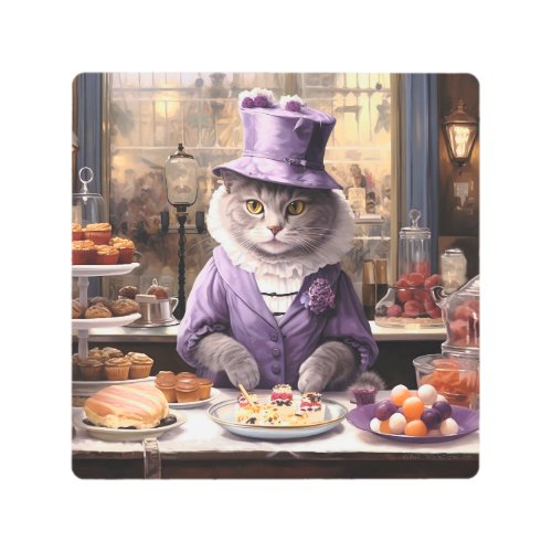 Vitas Whimsical Art _ Cat in Bakery Purple