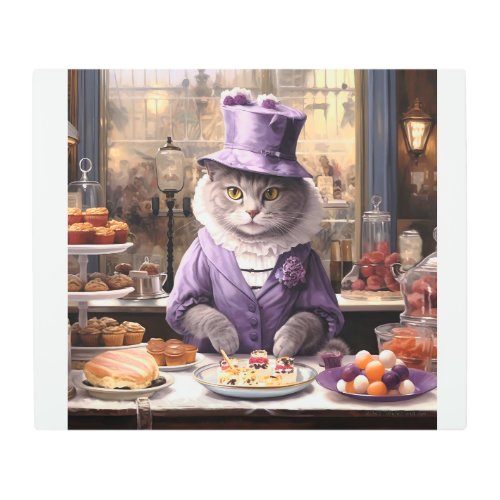 Vitas Whimsical Art _ Cat in Bakery Purple