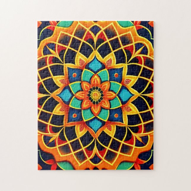 Vitral Style Colorful Mandala Jigsaw Puzzle (Vertical)