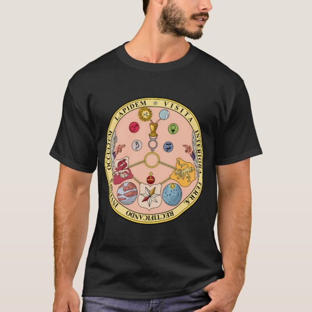 Vitriol Rosicrucian Secret Symbols Alchemy T-Shirt (Front)