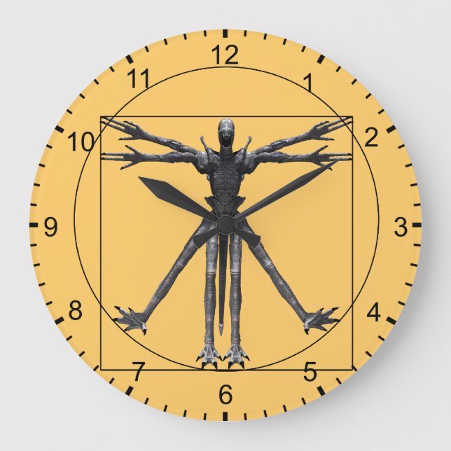 Vitruvian Alien Large Clock (Front)