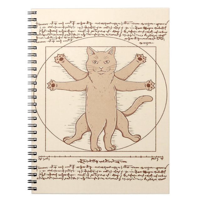 Vitruvian Cat |Cute Cat Design Notebook (Front)
