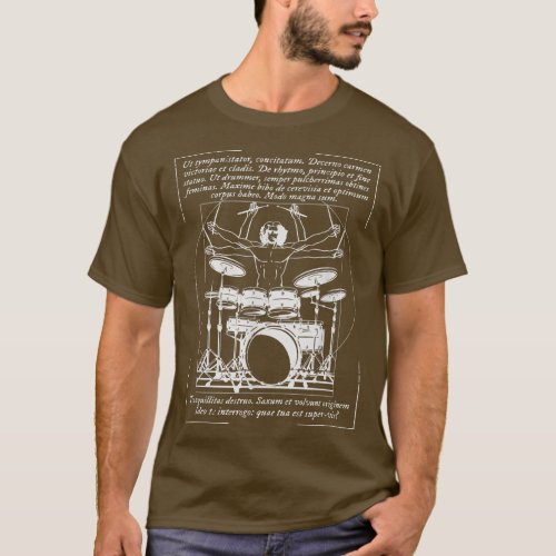 Vitruvian Drummer Rock Music I Rock And Roll Drums T_Shirt