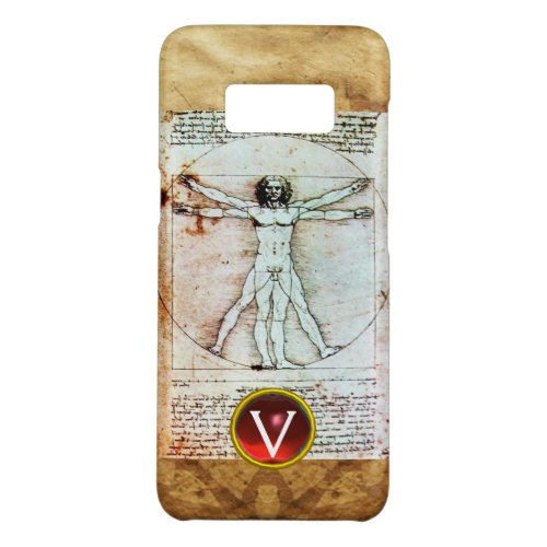 VITRUVIAN MAN Antique Parchment Red Ruby Monogram Case_Mate Samsung Galaxy S8 Case