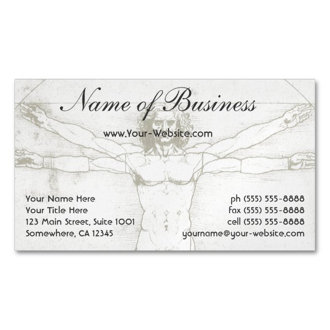 Vitruvian Man Business Card Magnet (Front)