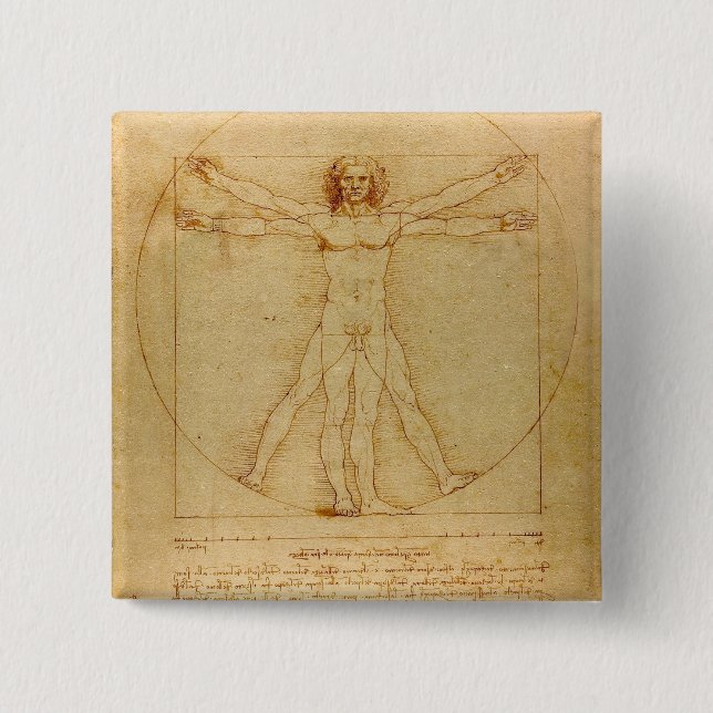 Vitruvian Man by Leonardo Da Vinci Button (Front)