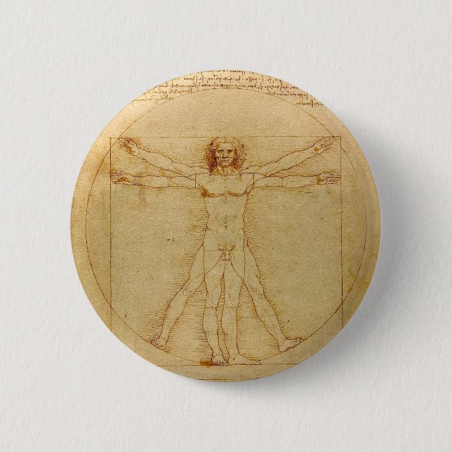 Vitruvian Man by Leonardo da Vinci Button (Front)