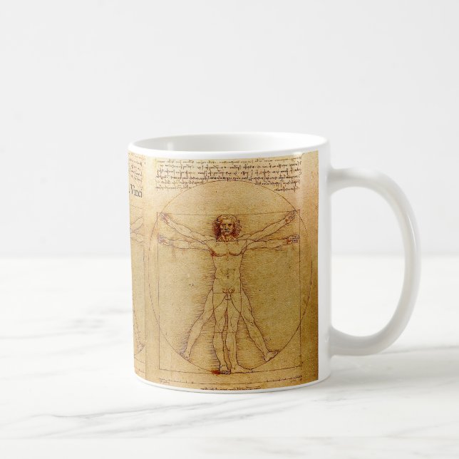 Vitruvian Man By Leonardo Da Vinci Coffee Mug (Right)
