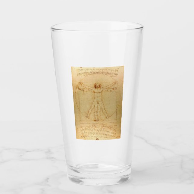 Vitruvian Man by Leonardo Da Vinci Glass (Front)