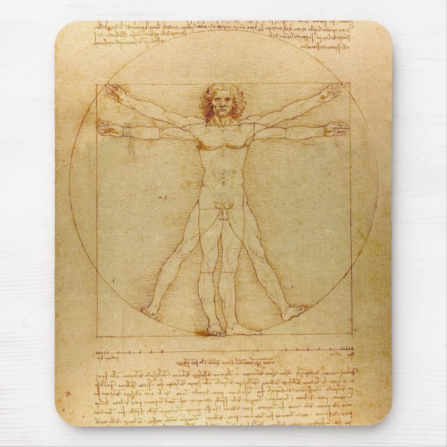 Vitruvian Man by Leonardo Da Vinci Mouse Pad (Front)