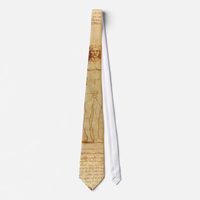 Vitruvian Man by Leonardo Da Vinci Neck Tie (Front)