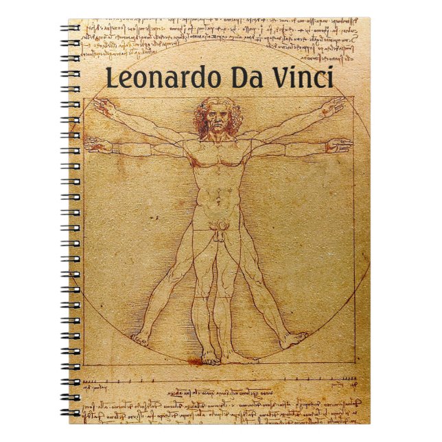 Vitruvian Man By Leonardo Da Vinci Notebook (Front)
