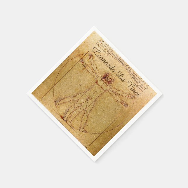 Vitruvian Man By Leonardo Da Vinci Paper Napkins (Corner)