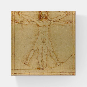 Vitruvian Man by Leonardo Da Vinci Paperweight