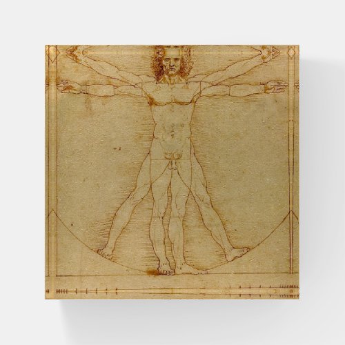 Vitruvian Man by Leonardo Da Vinci Paperweight