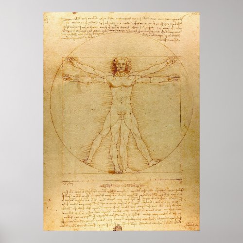 Vitruvian Man by Leonardo da Vinci Poster