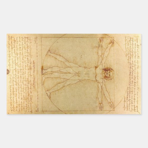 Vitruvian Man by Leonardo Da Vinci Rectangular Sticker