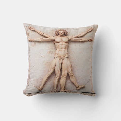 Vitruvian Man by  Leonardo Da Vinci  Throw Pillow