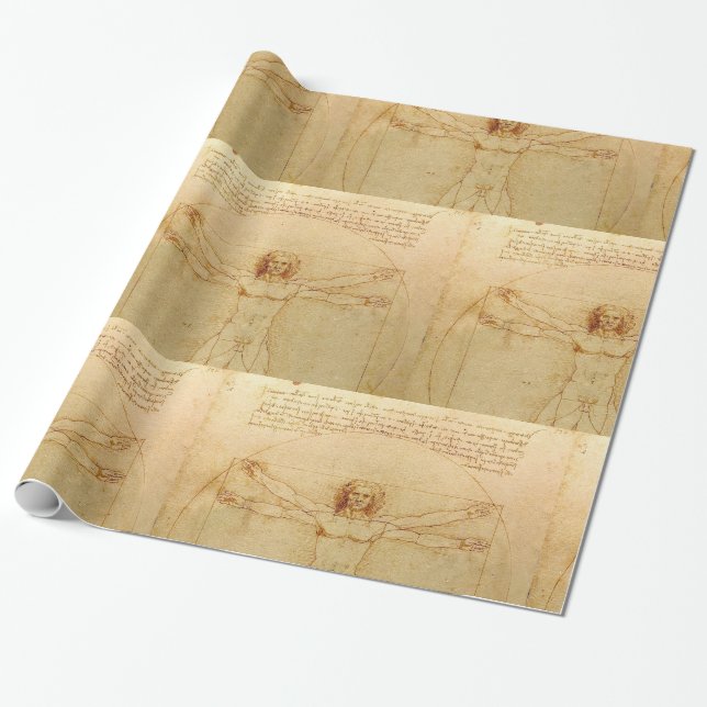 Vitruvian Man by Leonardo Da Vinci Wrapping Paper (Unrolled)