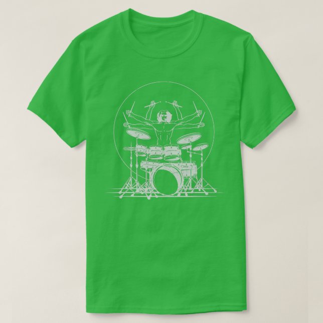 Vitruvian Man Drum  Da Vinci Drummer Gift  T-Shirt (Design Front)