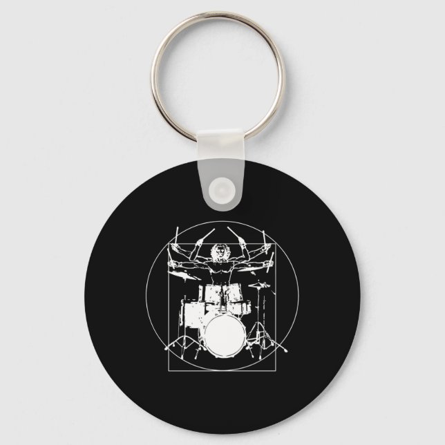 Vitruvian Man Drummer Sticker  Keychain (Front)