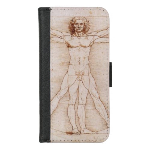 Vitruvian Man in detail by Leonardo daVinci iPhone 87 Wallet Case