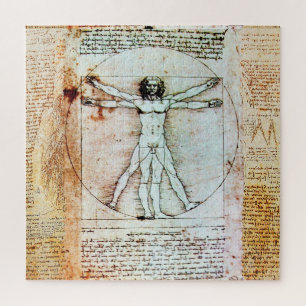 VITRUVIAN MAN Leonardo Da Vinci Antique Parchment Jigsaw Puzzle