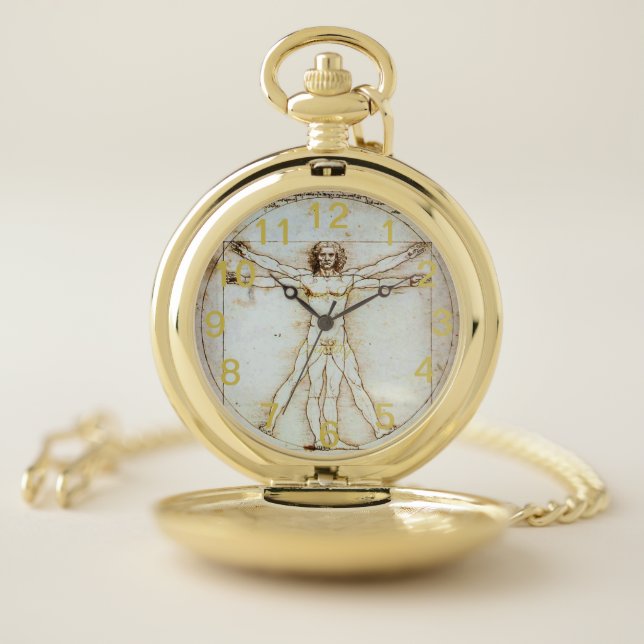 Vitruvian Man, Leonardo da Vinci, circa 1490. Pocket Watch (Inside)