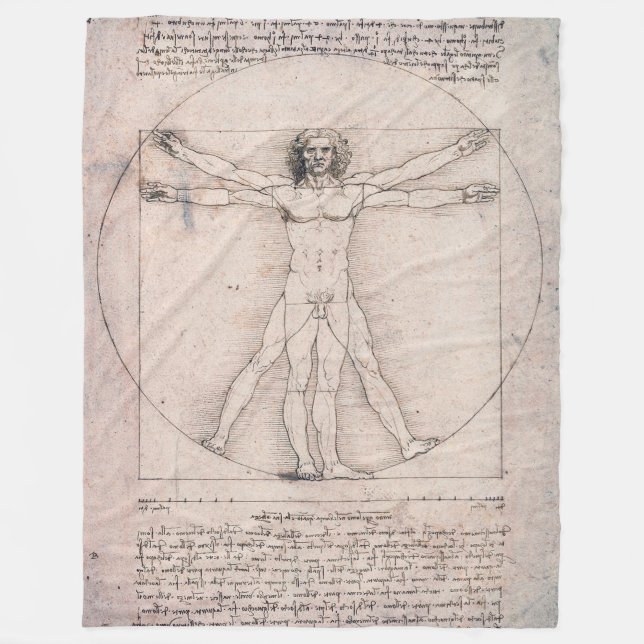 Vitruvian Man, Leonardo da Vinci Fleece Blanket (Front)