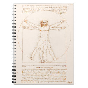 Vitruvian Man V2, Hard Cover Sketchbook, Leonardo Da Vinci Drawing, Notebook  