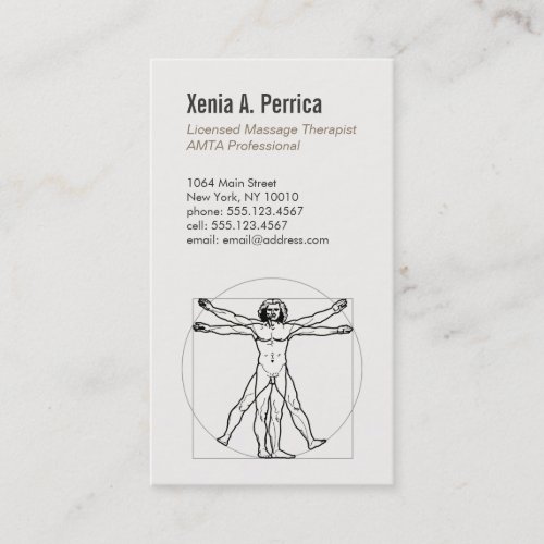 Vitruvian Man Sports Massage Therapist 1 Business Card