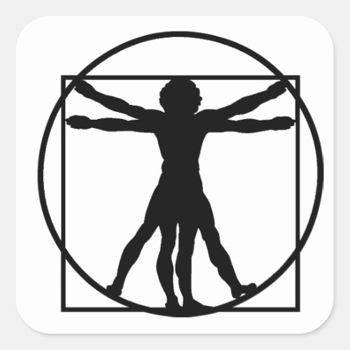 Vitruvian Man Square Sticker