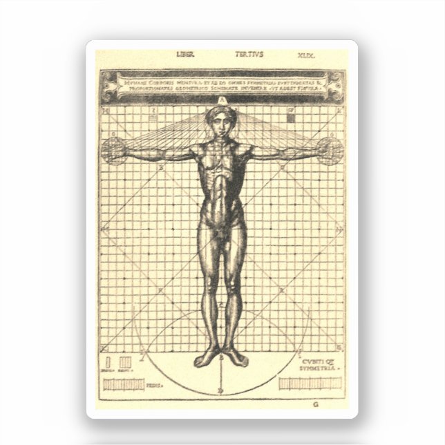 Vitruvian Man (Vitruvius: De architectura) Sticker (Front)