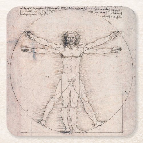 Vitruvian ManVitruvian Man Leonardo da Vinci Square Paper Coaster