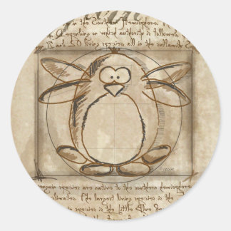 Vitruvian Penguin Classic Round Sticker