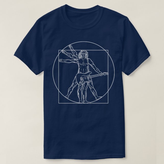 Vitruvian Playing Guitar Premium  T-Shirt (Design Front)