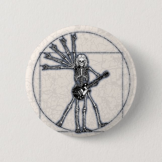 Vitruvian Skeleton Pinback Button (Front)