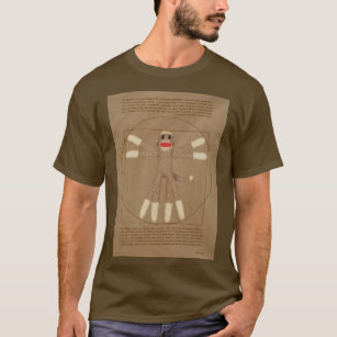 Vitruvian Sock Monkey colored T-Shirt