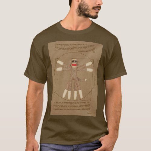 Vitruvian Sock Monkey colored T_Shirt