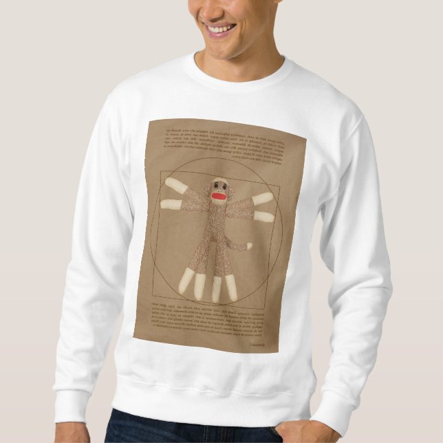 Vitruvian Sock Monkey white Sweatshirt (Front)