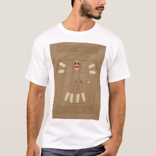 Vitruvian Sock Monkey white T-Shirt