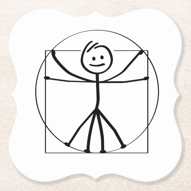 Vitruvius and Vitruvius man. Leonardo da Vinci.  Paper Coaster (Front)