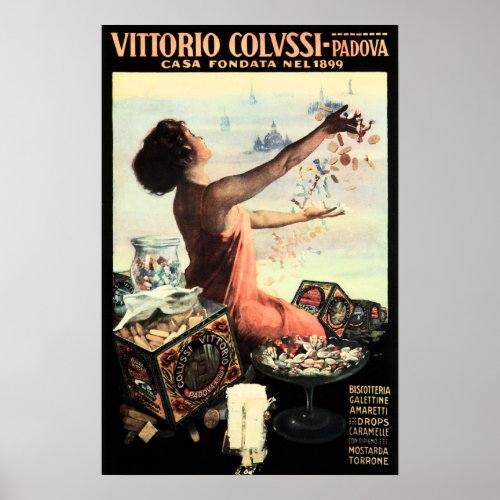 VITTORIO COLUSSI Padova Italy Chocolates Candies Poster