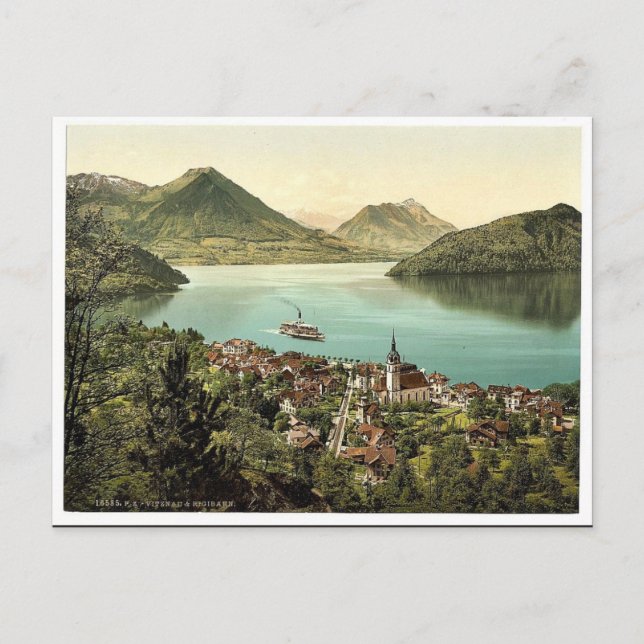 Vitznau and Rigibahn, Lake Lucerne, Switzerland cl Postcard (Front)