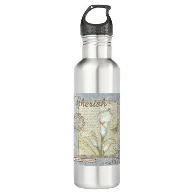 VIV21 Word 2 Cherish.tif Stainless Steel Water Bottle (Front)