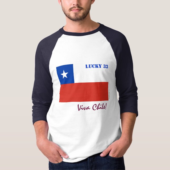 Viva Chile Lucky 33 Baseball Jersey T-Shirt (Front)