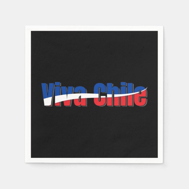 Viva Chile Patriotic Country Flag Typography Napkins (Front)