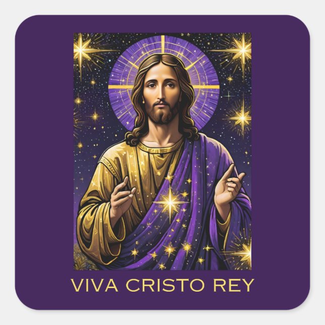 Viva Cristo Rey Catholic Jesus Christ the King Square Sticker (Front)
